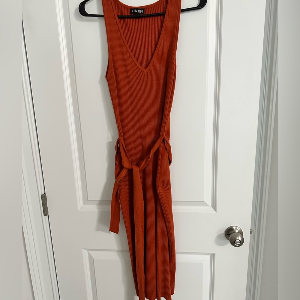 Rust Colored Cotton Ribbed Dress.  New Condition